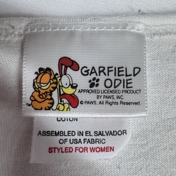Vintage Garfield Cat Sleepshirt Nightgown One Size White Retro Nap 100% Cotton - Picture 9 of 13